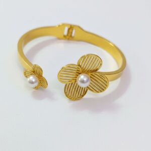 𝐆𝐨𝐥𝐝 𝐅𝐥𝐨𝐫𝐚𝐥 𝐏𝐞𝐚𝐫𝐥 𝐒𝐭𝐚𝐢𝐧𝐥𝐞𝐬𝐬 𝐒𝐭𝐞𝐞𝐥 𝐁𝐚𝐧𝐠𝐥𝐞